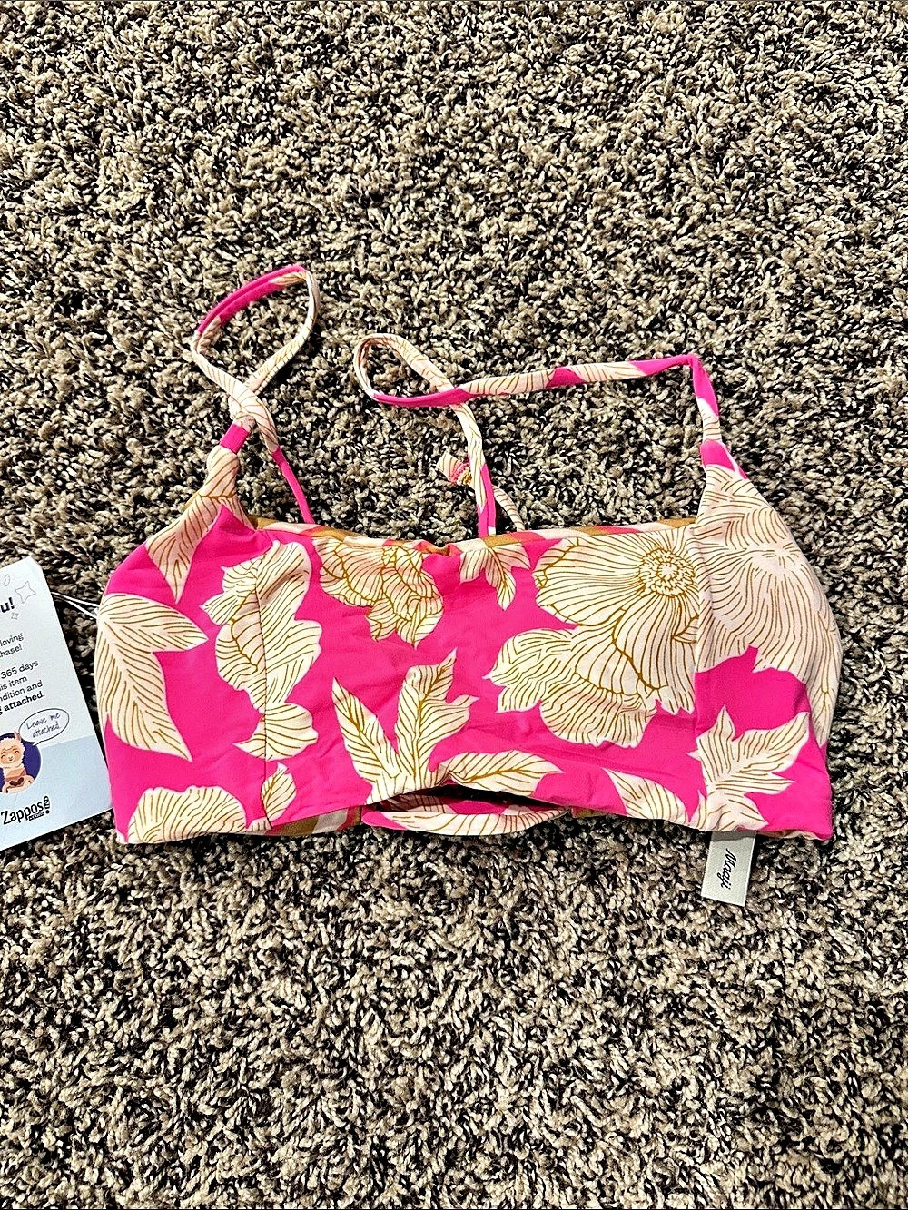 Maaji Floral Duo Zayla Bikini Top Floral Bikini Top in Pink & Tan Size Medium